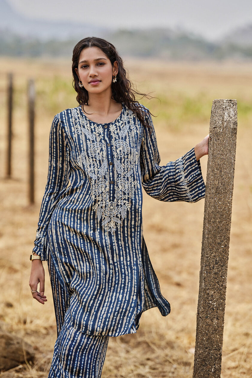 Biome Hand-block Printed Coord - Indigo, Indigo, image 3