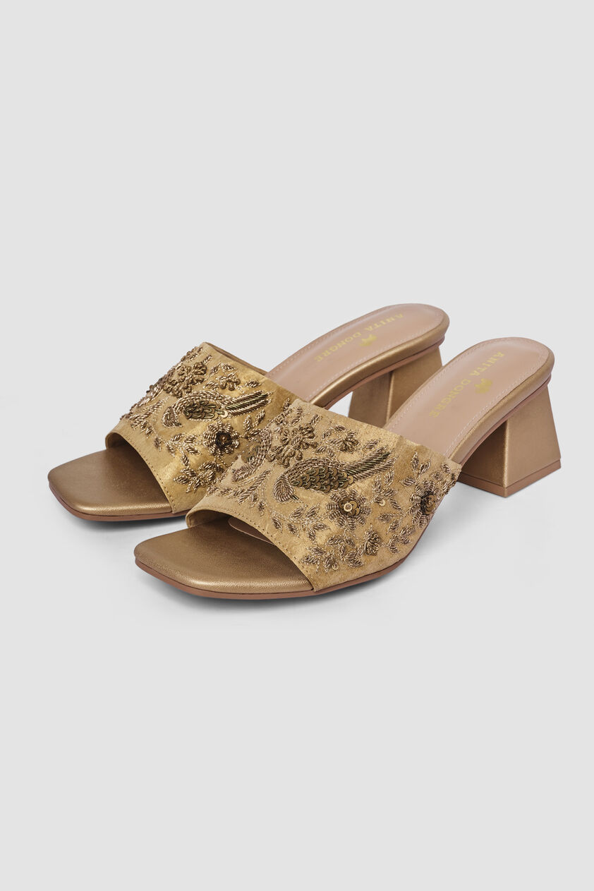 Kabini Hand-embroidered Heels - Gold, Gold, image 2