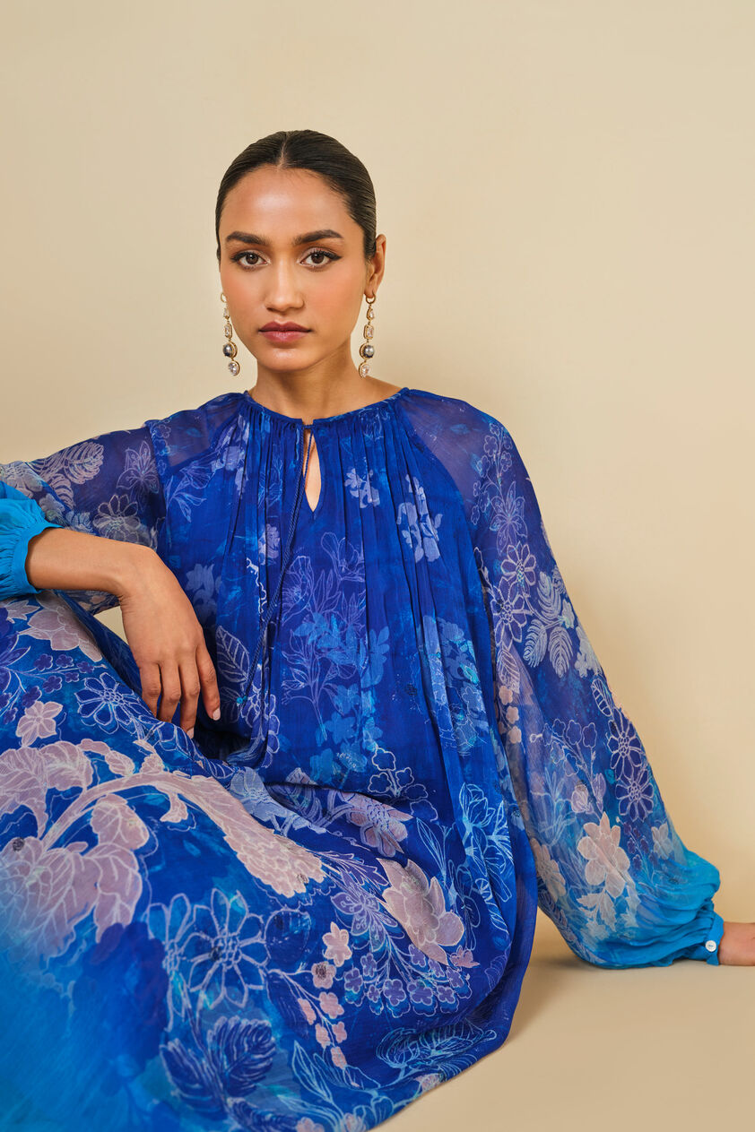 Out Of The Blue Chiffon Kurta Set - Indigo, Indigo, image 6