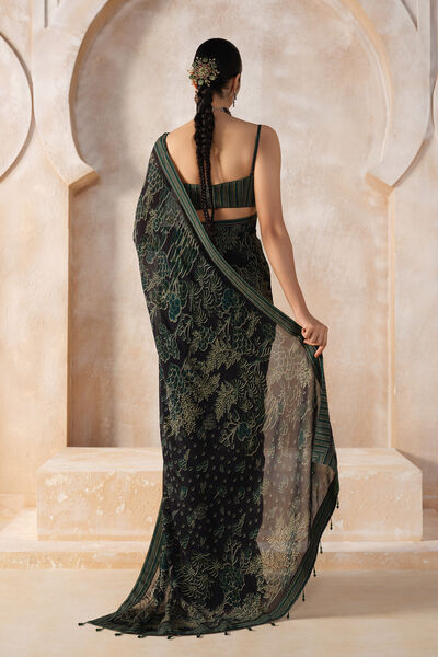 Tanairi Chiffon Saree - Black