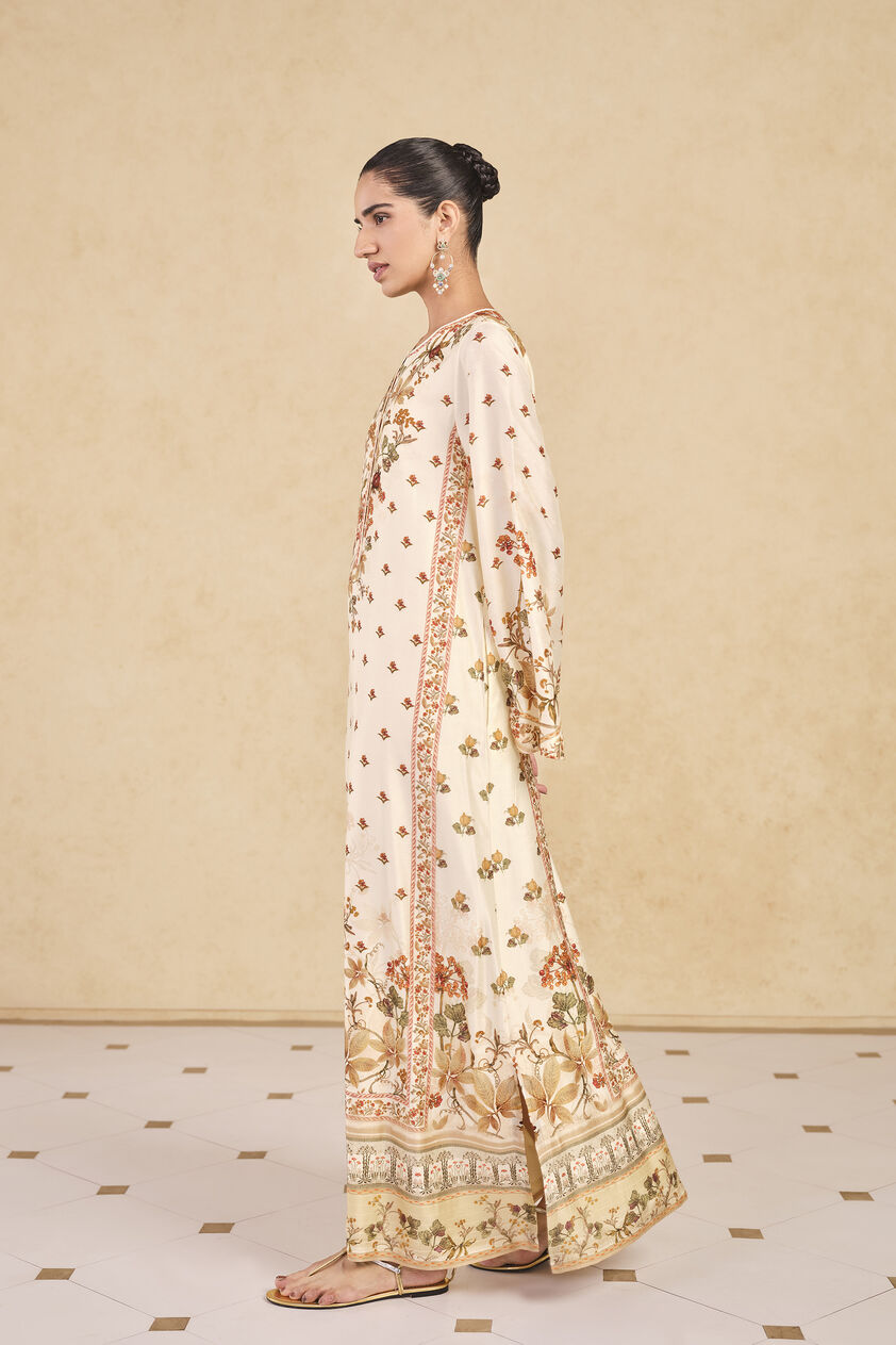 Dykuma Printed Silk Kaftan - Ivory, Print, image 3