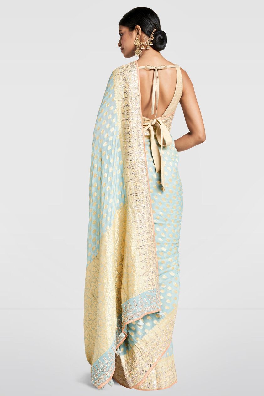 2 - Benaras  Saree in Powder Blue, image 2
