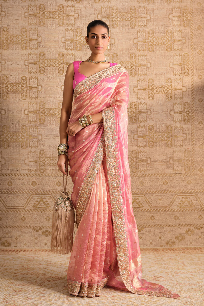 Anvaya Handwoven Benarasi Silk Saree - Blush, Blush, image 1