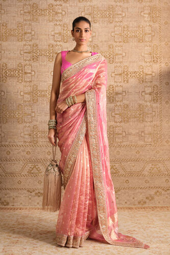 Anvaya Handwoven Benarasi Silk Saree - Blush, Blush, image 1