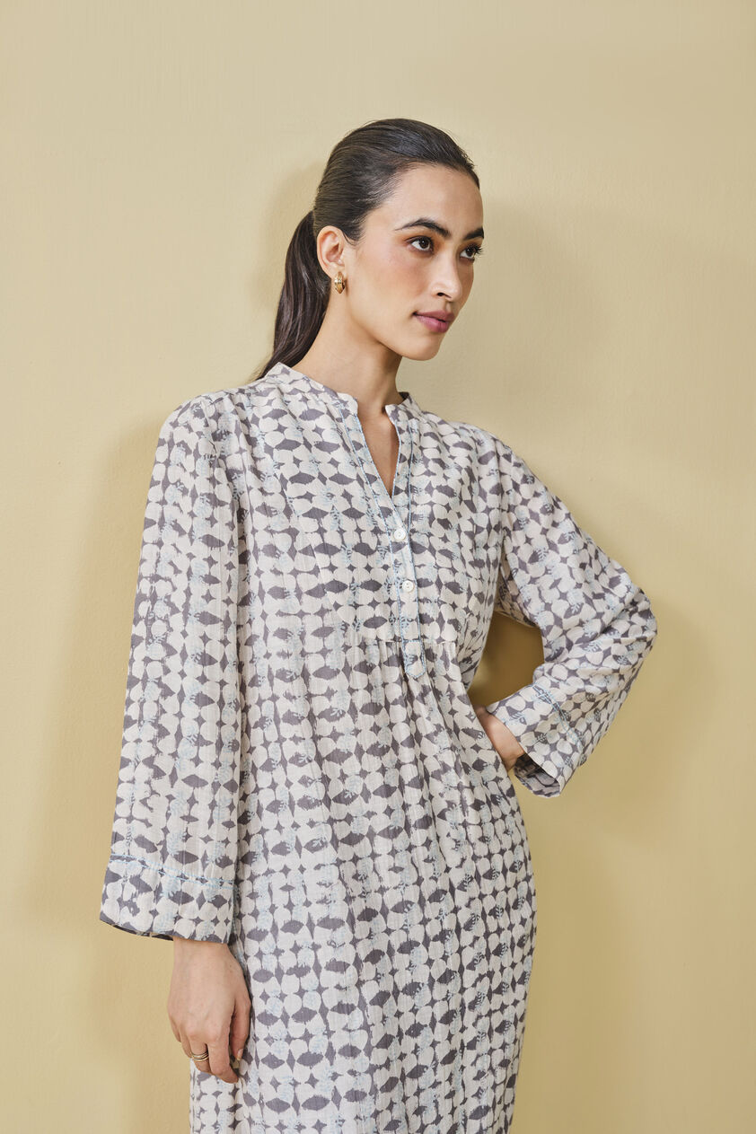 Uphill Hand-block Printed Linen Co-ord - Grey, Grey, image 5