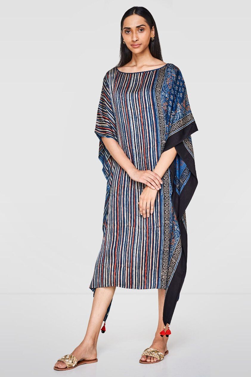 3 - Indigo Striped Kaftan, image 3
