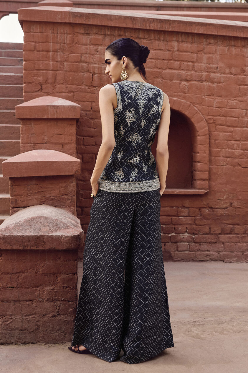 Zimad Embroidered Silk Pant Set - Black, Black, image 2