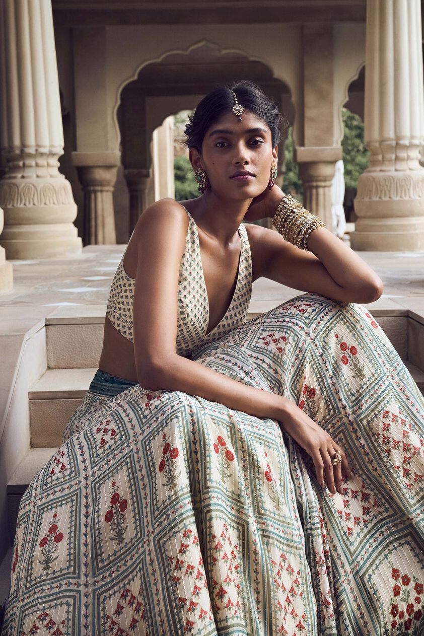 Dua Lehenga - Cream, Cream, image 5