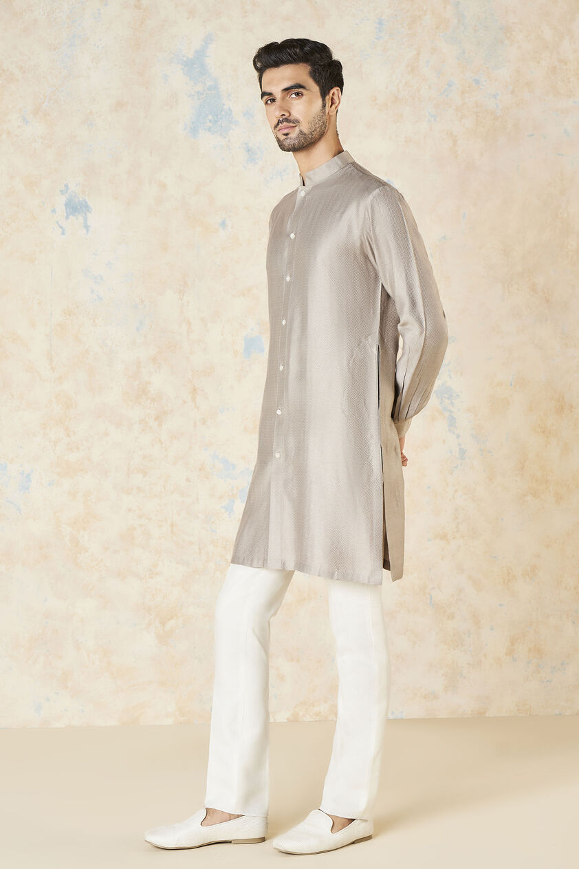 Sazil Silk Kurta - Grey, Grey, image 2