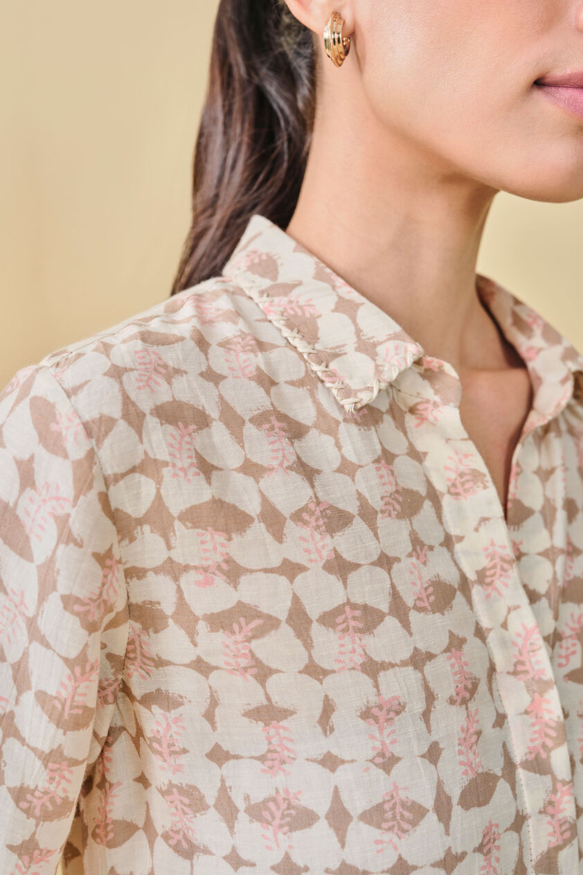 Wilderness Hand-block Printed Linen Co-ord - Beige, Beige, image 12