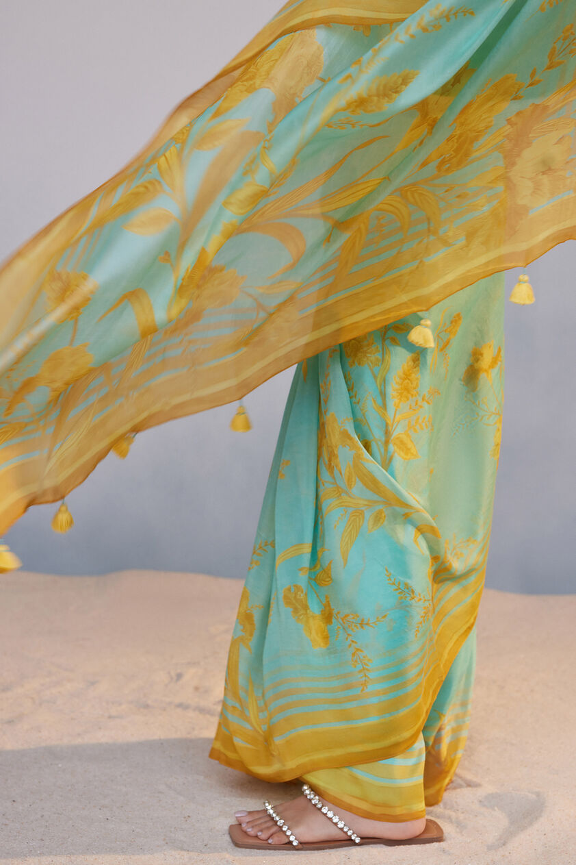 Sama Saree - Aqua, Aqua, image 6
