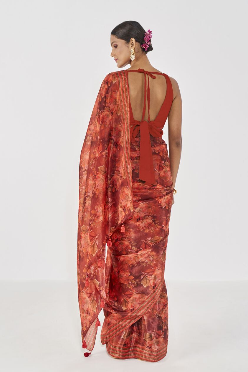 Tanaz Saree - Orange, Orange, image 3