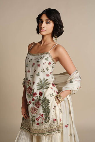 Alazne Embroidered Mul Sharara Set - Ivory, Natural, image 5