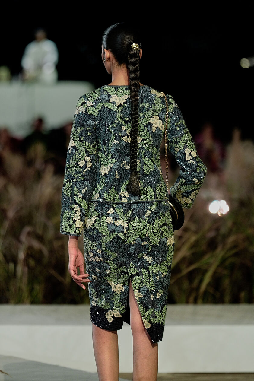 Auralis Embroidered Silk Skirt Set - Blue, Blue, image 2