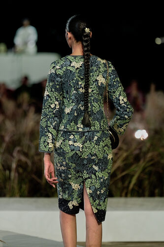 Auralis Embroidered Silk Skirt Set - Blue, Blue, image 2