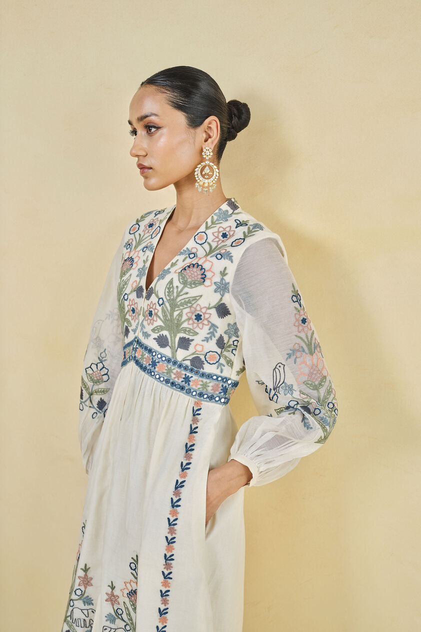 Balsam Hand-embroidered SEWA Mul Suit Set - Natural, Natural, image 5