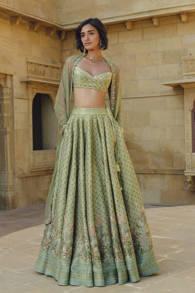 Fareeha Lehenga Set - Sage