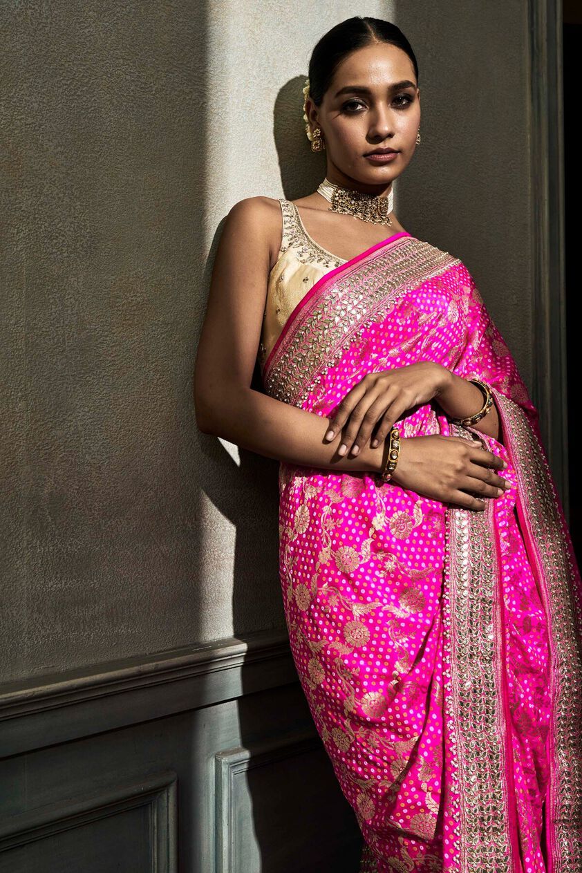 4 - Panya Benarasi Saree – Hot Pink, image 4