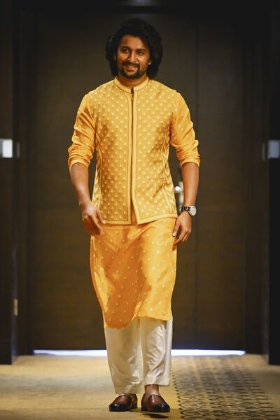 Navodit Silk Kurta - Mustard