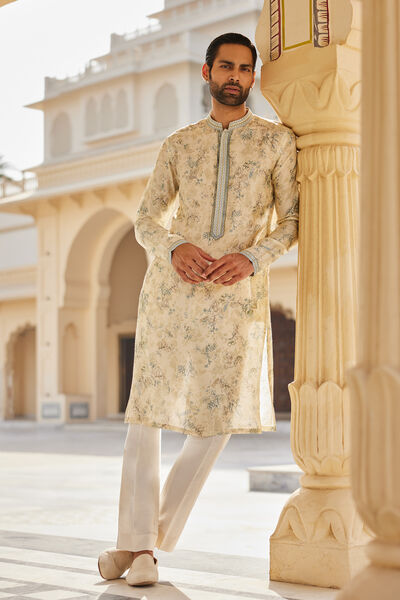 Harishva Silk Kurta - Ivory