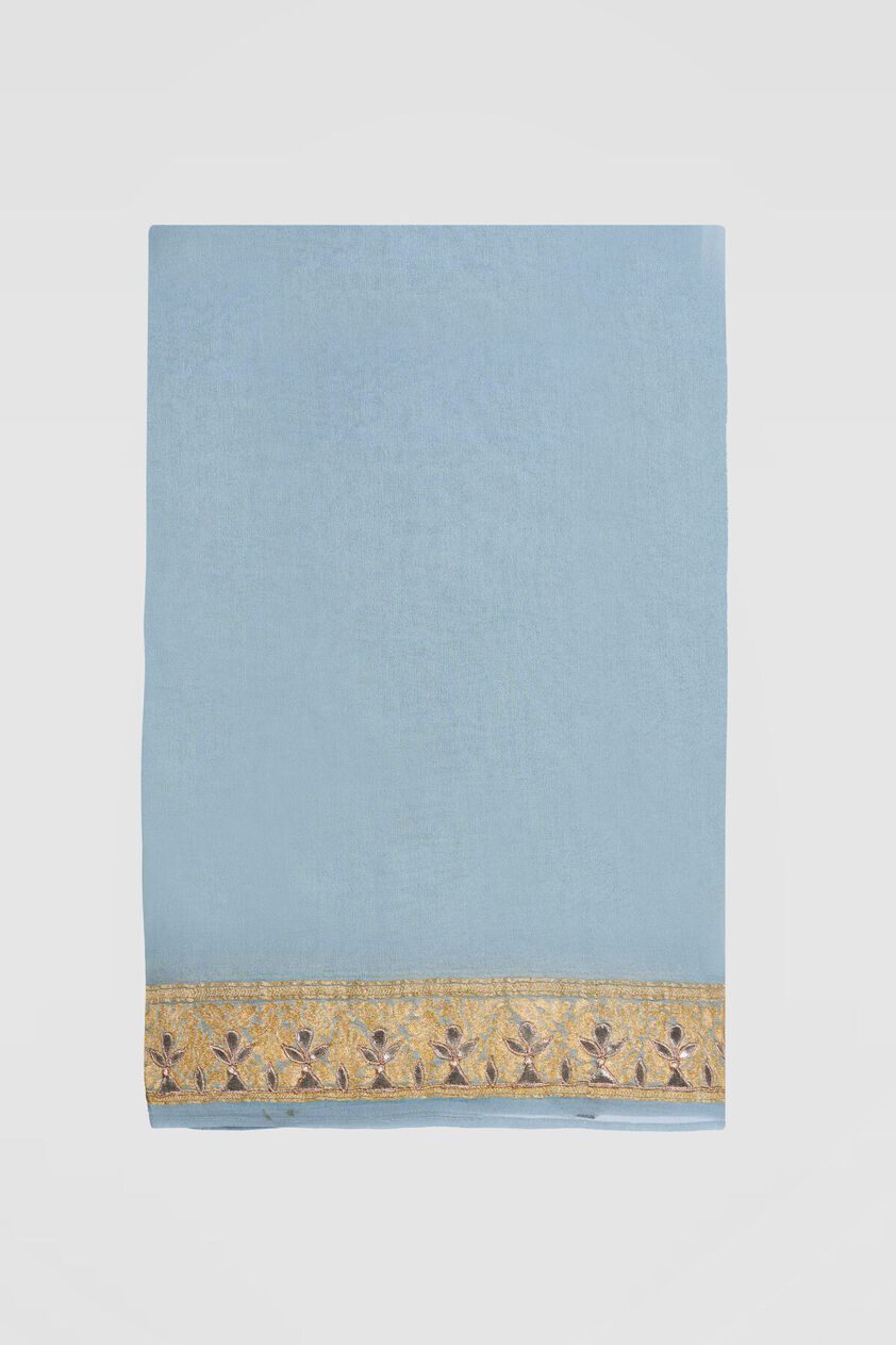5 - Benaras  Saree in Powder Blue, image 5