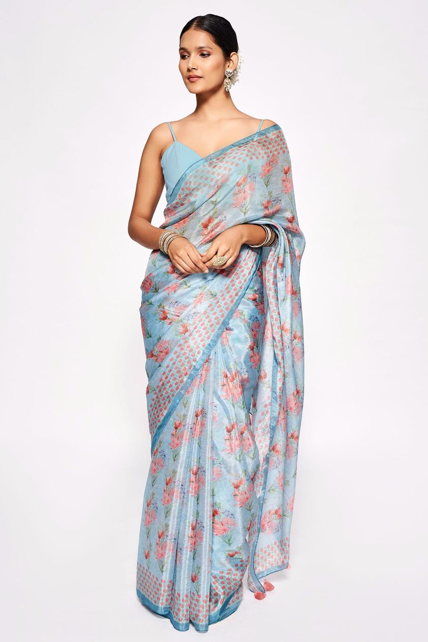 1 - Rimi Saree - Powder Blue, image 1