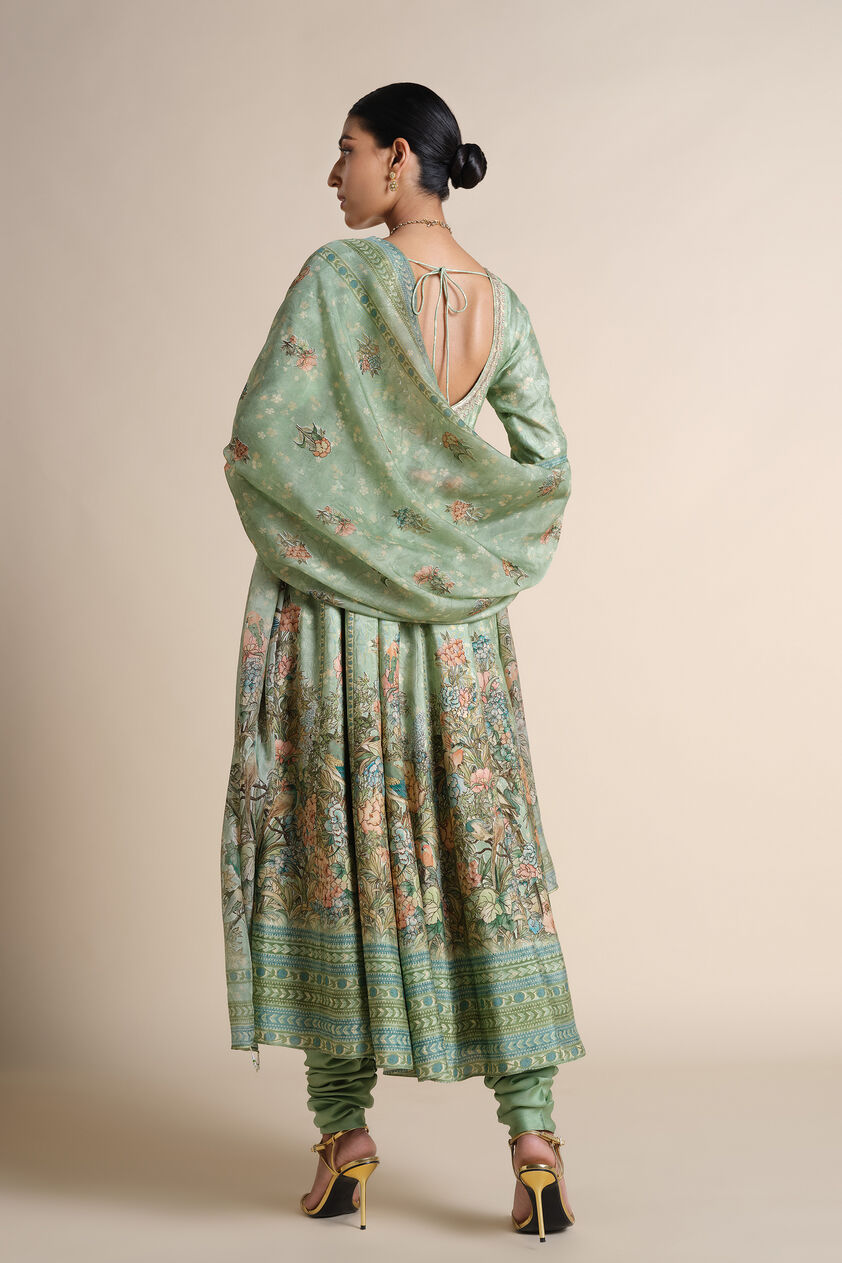 Tayma Silk Anarkali Set - Sage, Sage, image 2