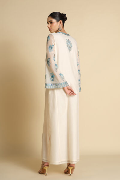 Akshiti Embroidered Mul Kaftan - Ivory