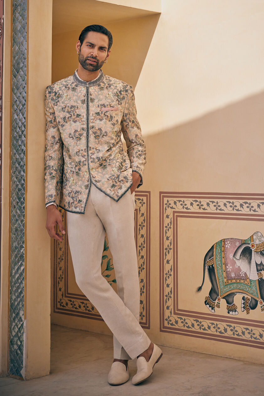 Udarsh Silk Bandhgala - Sage, Sage, image 1