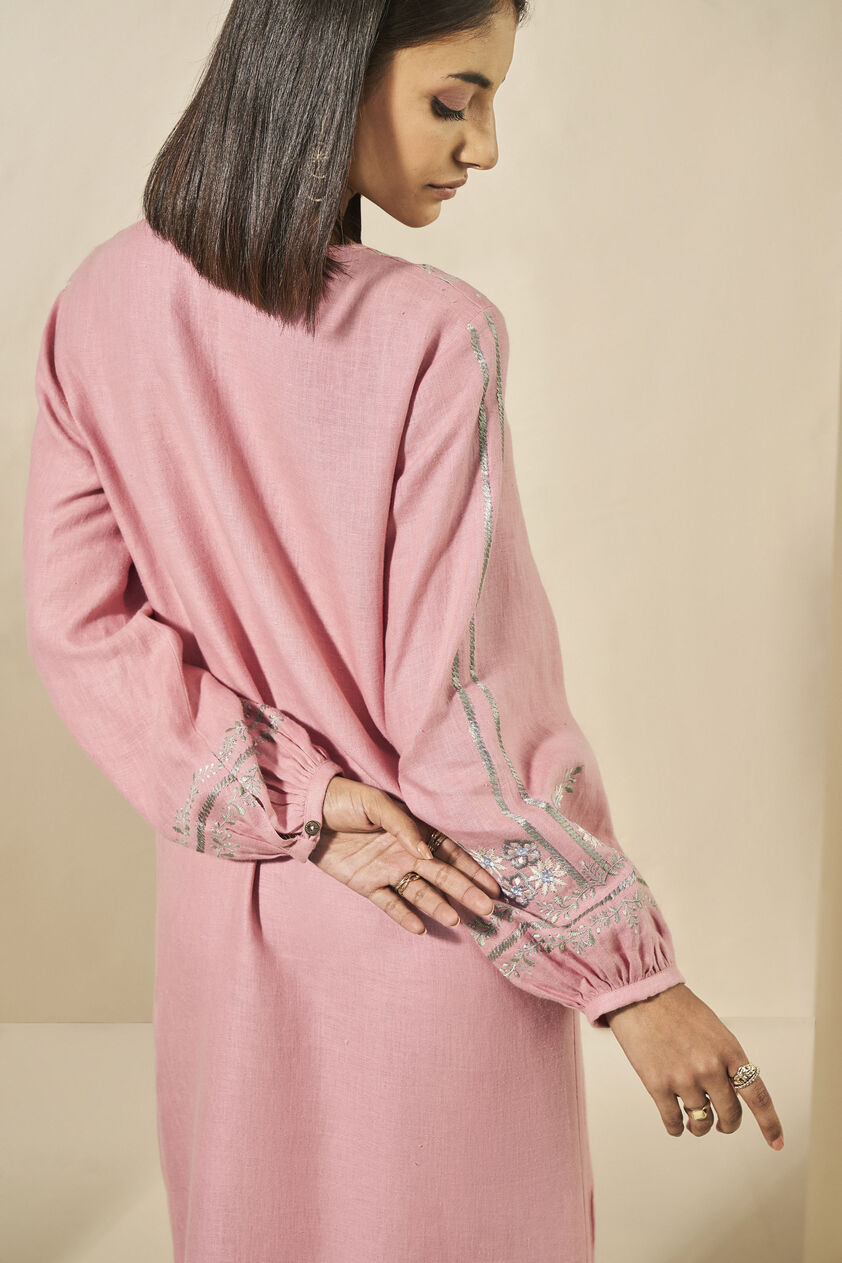 Timandra Embroidered Hemp Kaftan - Blush, Blush, image 5