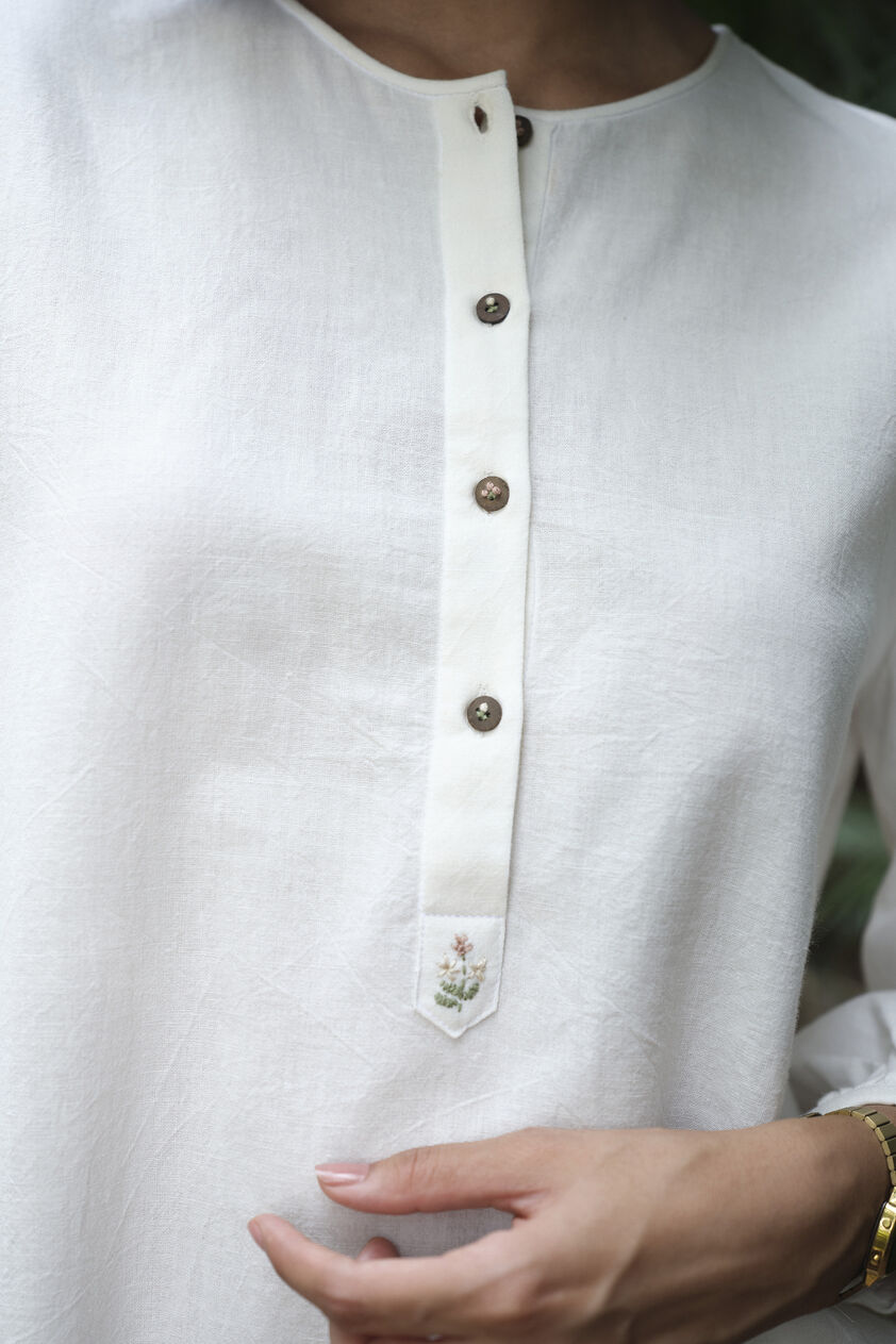 Yarrow Handwoven Khadi Co-ord - Ivory, Ivory, image 3