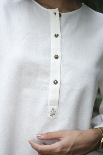 Yarrow Handwoven Khadi Co-ord - Ivory, Ivory, image 3
