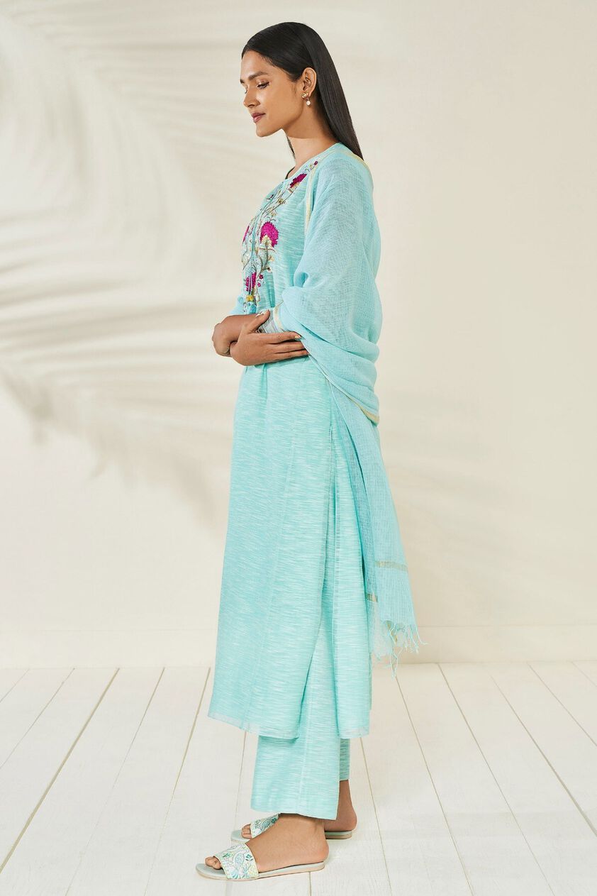 2 - Kayavi Kurta Set – Aqua, image 2