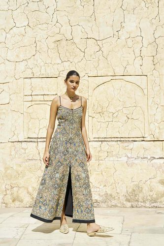 Firefly Fleet Embroidered Zardozi Silk Dress - Black, Black, image 1