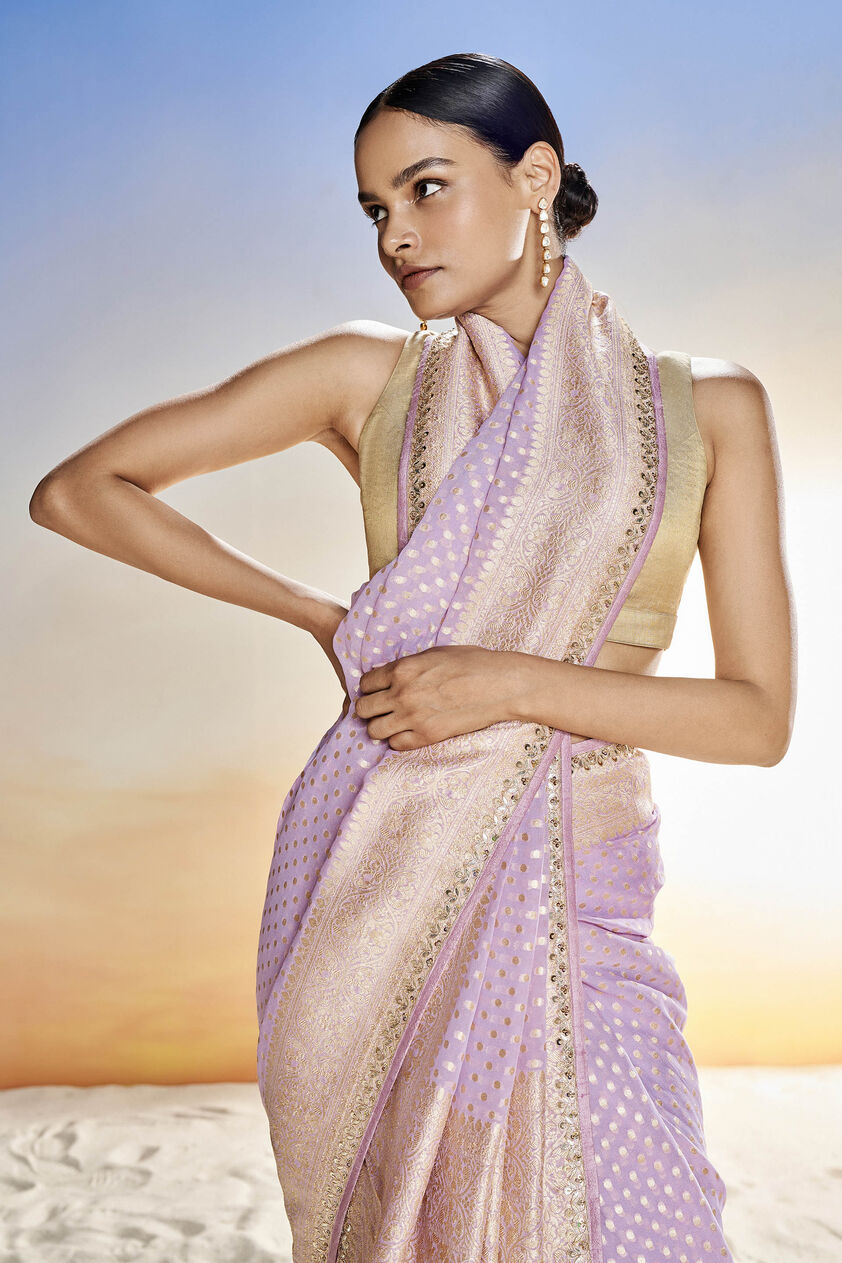 Lekha Benarasi Saree- Lilac, Lilac, image 6