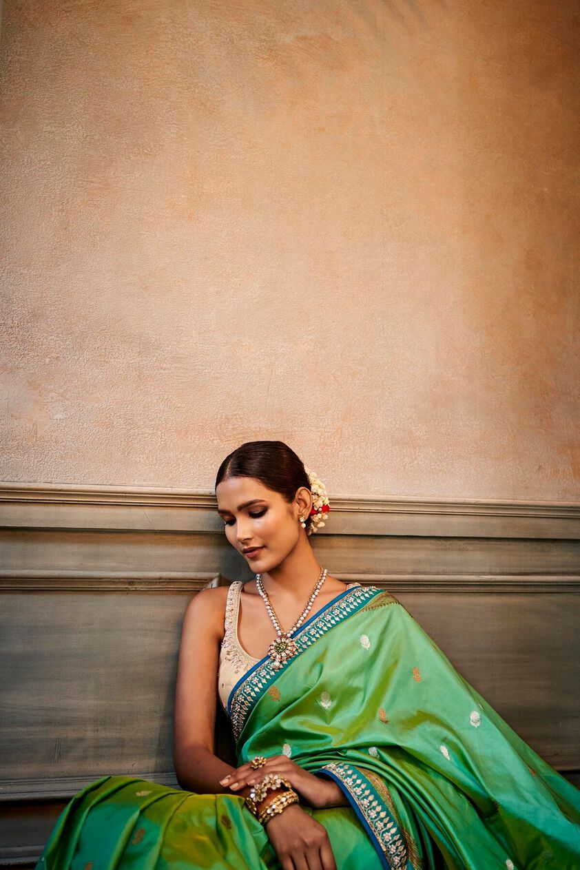5 - Naseen Saree Set - Aqua, image 5