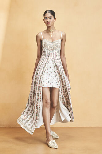 Sounds Of The Forest SEWA Hand-embroidered Silk Dress - Cream, Cream, image 1