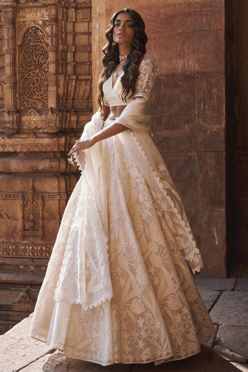 3 - Wild Herons Lehenga Set - Natural, image 3