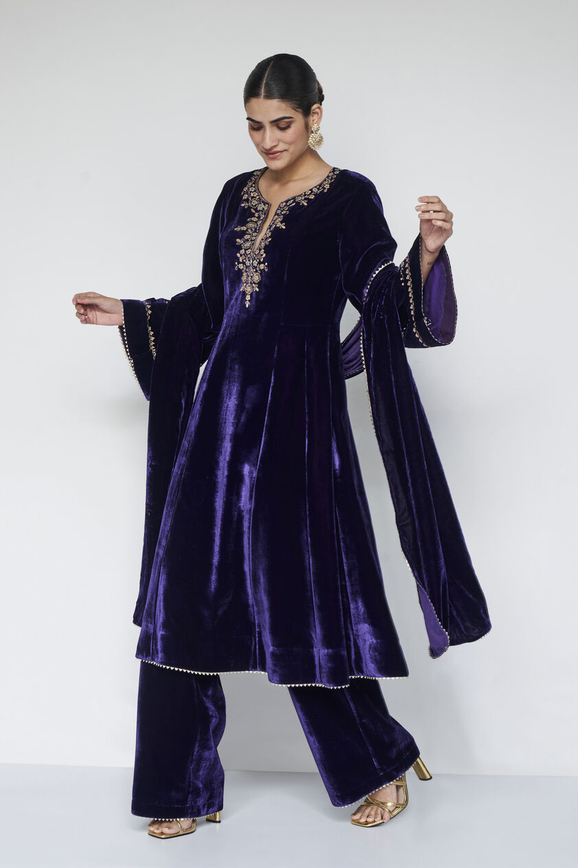 Tarakshya Embroidered Zardozi Suit Set - Blue, Blue, image 4