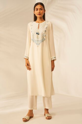 1 - Dhwani Long Kurta set - Cream , image 1