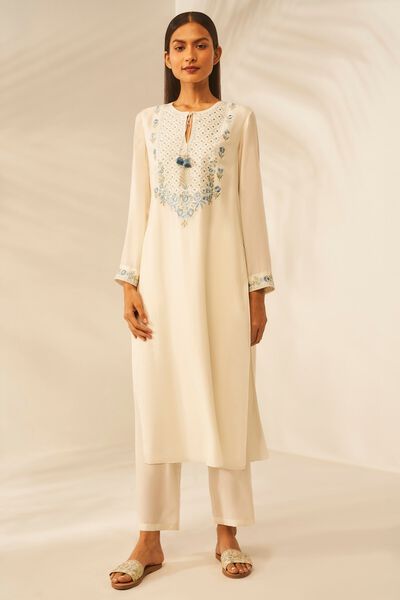 Dhwani Long Kurta set - Cream 