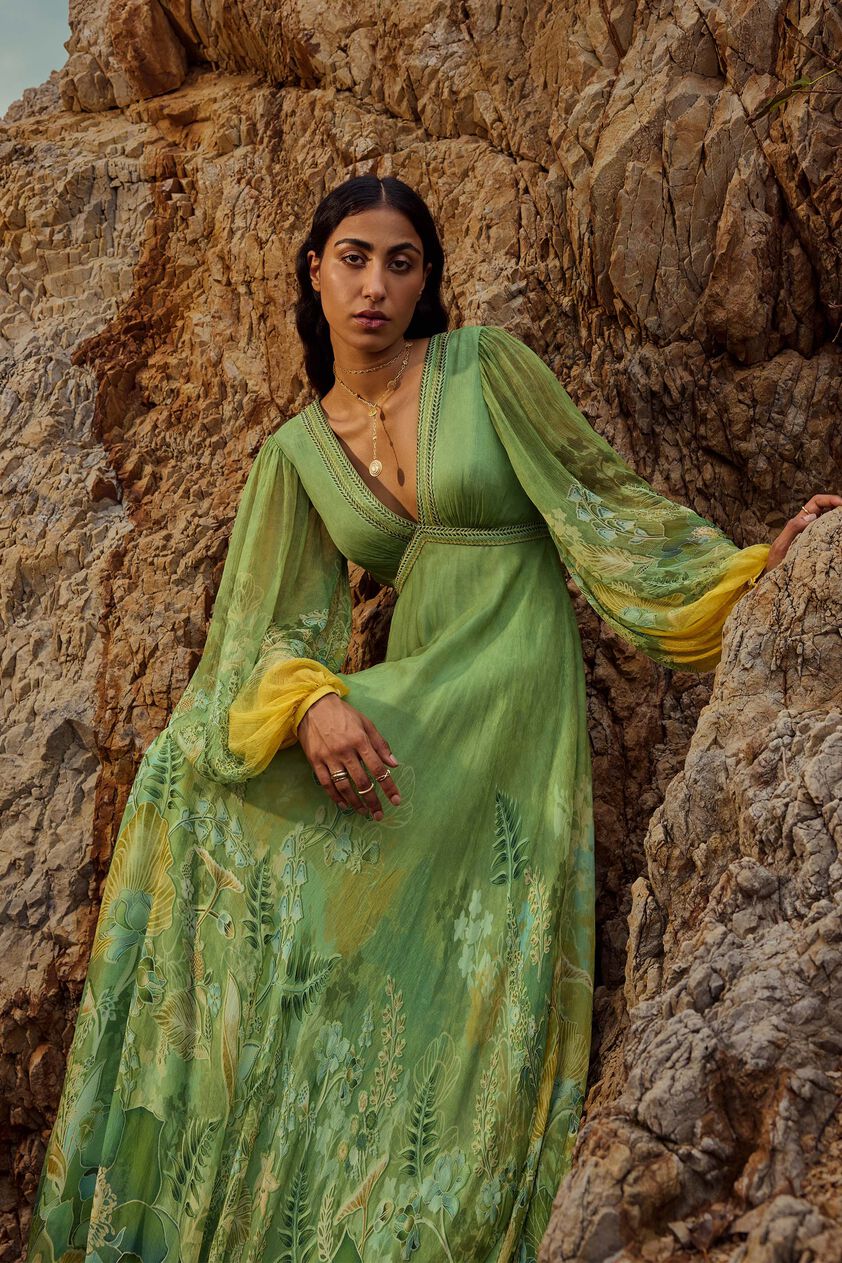 Ivresse Chiffon Gown - Lime, Lime, image 3
