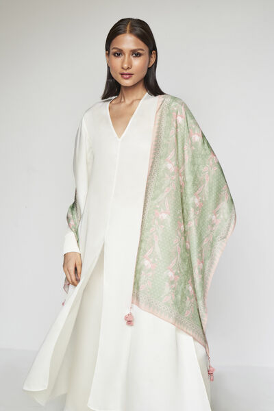 Floriana Dupatta - Sage