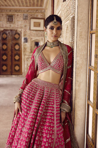 Sarasvi Gota Patti Silk Lehenga Set - Pink, Pink, image 5