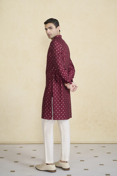 Zamurad Handwoven Benarasi Silk Kurta - Plum