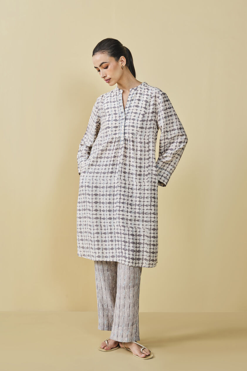Uphill Hand-block Printed Linen Co-ord - Grey, Grey, image 2