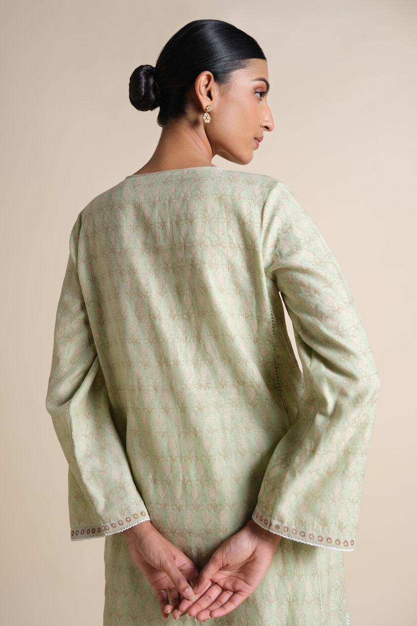Janan Embroidered Mul Kurta - Sage, Sage, image 7
