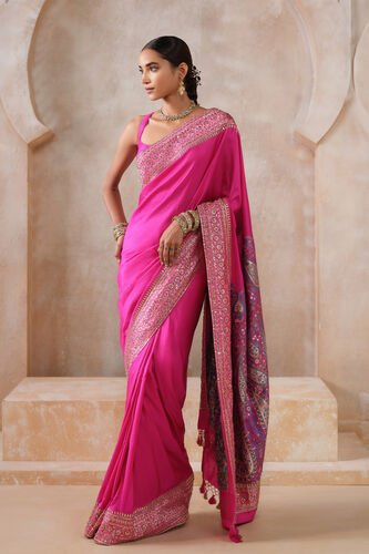 Anuranjita Handwoven Benarasi Silk Saree, Pink, image 1