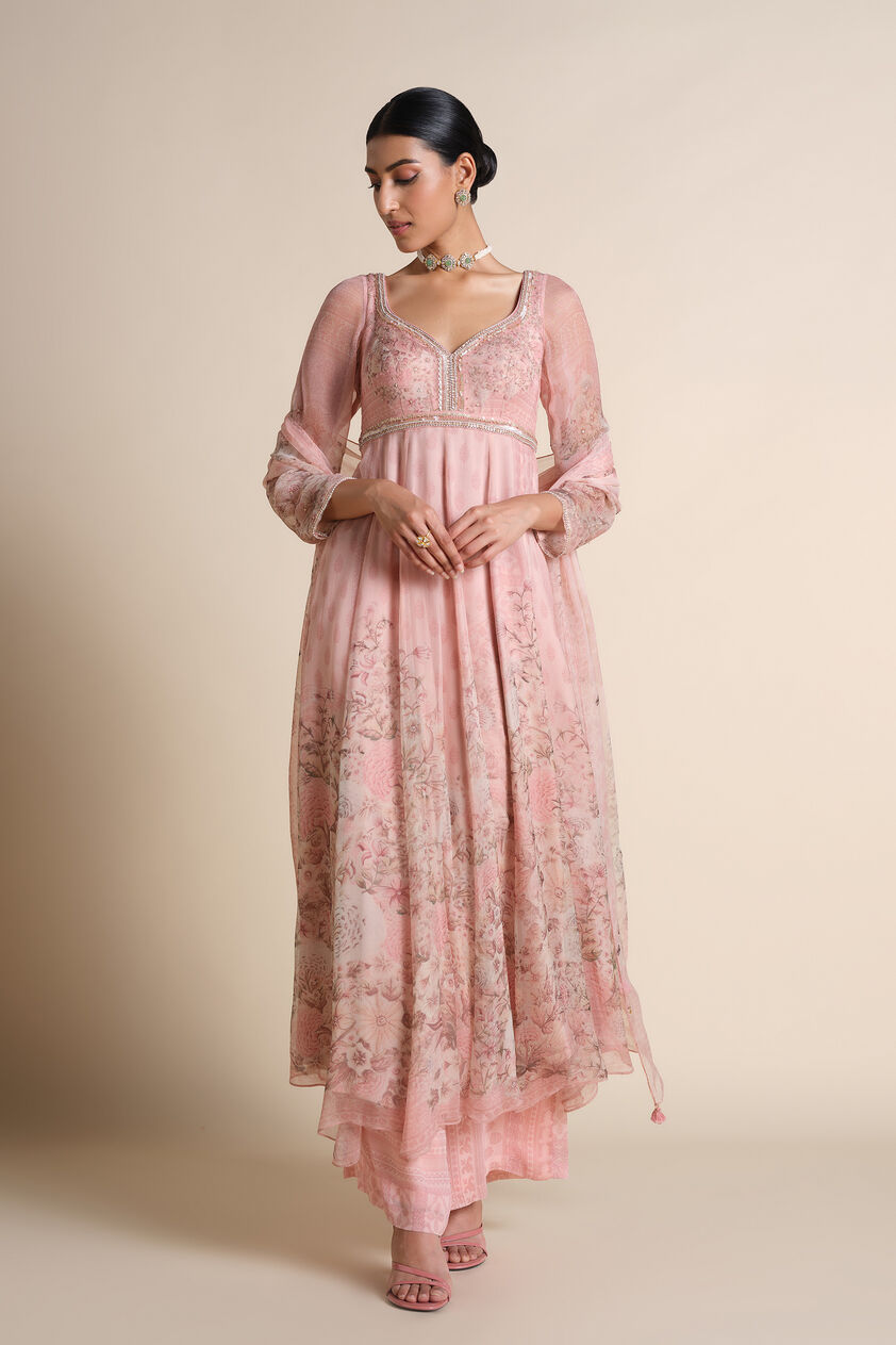 Aria Silk Anarkali Silk Set - Blush, Blush, image 1