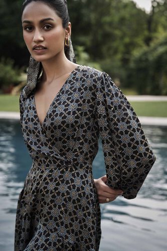 Jovie Ajrakh Hand-block Printed Dress - Black, Black, image 3